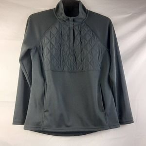 Avia 1/4 zip quilted front kangaroo pocket Dark Gray pullover top Large 12-14
